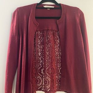 Maroon colored cardigan